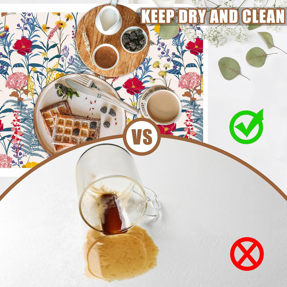 Dish Drying Mat Spring Flowers Coffee Bar Mat for Countertop Botanical Coffee Mat Absorbent Rubber Backed Hide Stain Dish Drainer Rack Mat Coffee Maker Coffee Pot Dining Room Decor 15.7 x 23.6 Inch