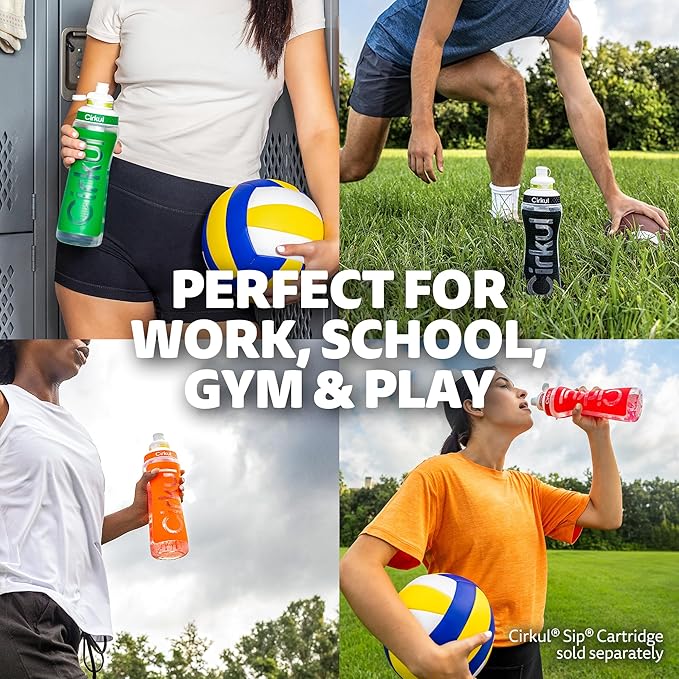 Cirkul 22oz. Purple Plastic Grip Squeeze Water Bottle & Sport Lid, BPA-Free, Non-Slip Design for Gym, Biking & Sports