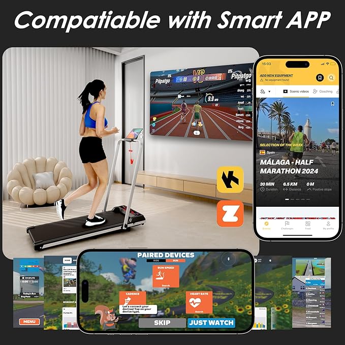 2 in 1 Treadmill and Walking Pad for Home/Office, Walking Treadmill with Remote Control, APP, and LED Display