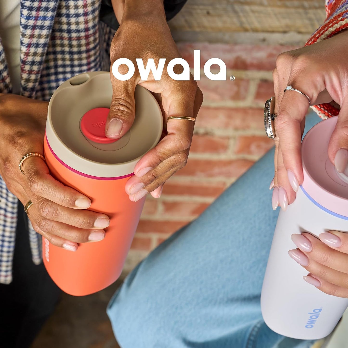 Owala SmoothSip Slider Insulated Stainless Steel Coffee Tumbler, Reusable Iced Coffee Cup, Hot Coffee Travel Mug, BPA Free 20 oz, Grey/Green (Sour Apple)