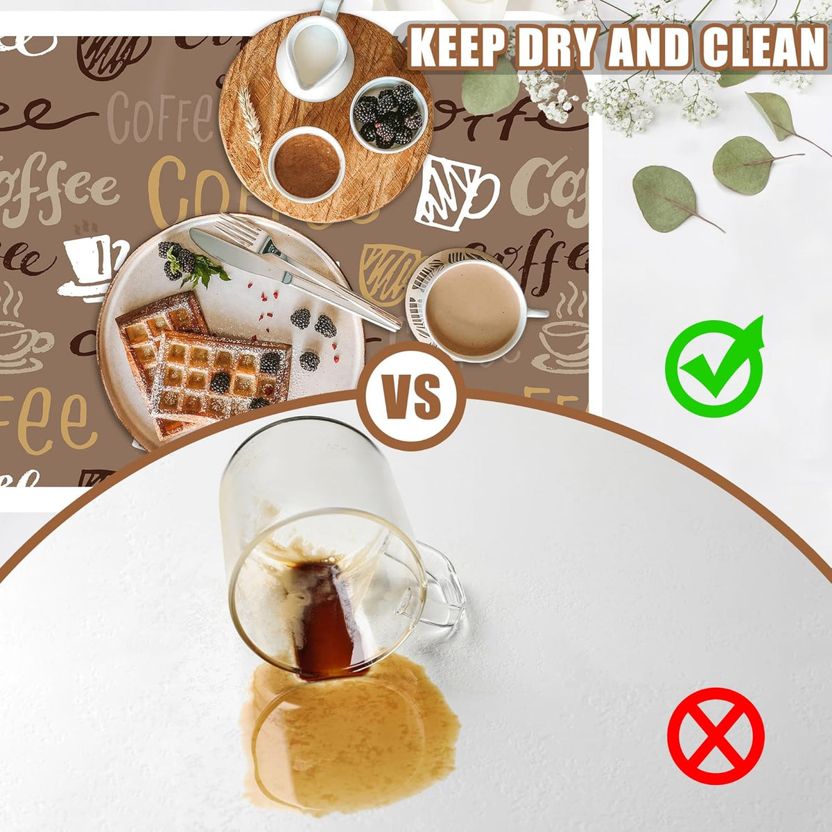 Doodle Coffee Dish Drying Mat Coffee Bar Mat for Countertop Rubber Backed Absorbent Hide Stain Dish Drainer Rack Pad Espresso Machine Table Accessories Dining Room Decoration 15.7 x 23.6 Inch