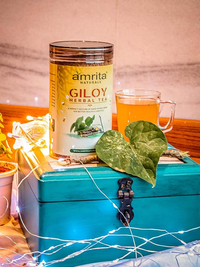 Amrita Naturals Giloy Guduchi Instant Herbal Tea – 1.10 lb (500g) | Natural Tinospora Cordifolia Blend | Caffeine-Free & Vegan | Refreshing Daily Drink | No Artificial Colors or Flavors
