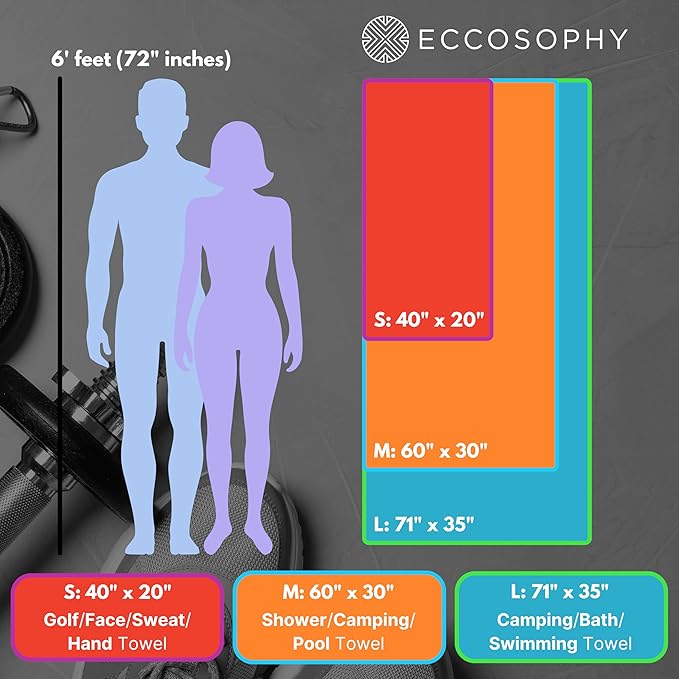 ECCOSOPHY Microfiber Beach Towel – Quick Dry Gym Towel, Highly Absorbent with Ribbed Texture, Lightweight – Ideal for Travel, Pool, Yoga, Fitness & Outdoor Adventures – 60x30 Cherry
