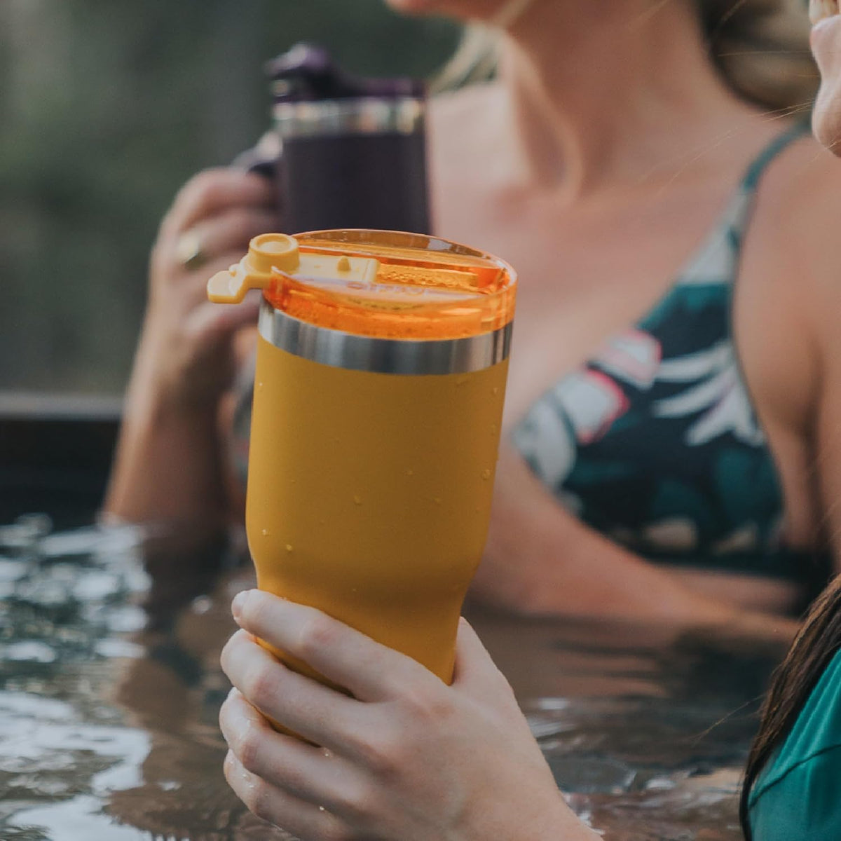 RTIC 20oz Essential Tumbler with Lid, Insulated, Stainless Steel, Metal, Double Wall Vacuum-Insulation, Ceramic Lined, Travel Cup for Iced Coffee, Tea, Hot and Cold Drink, Sunlight Glitter