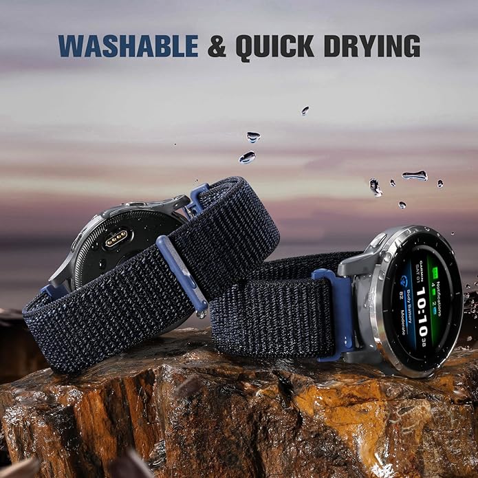 18mm 20mm 22mm Hook and Loop Watch Band Compatible with Garmin Vivoactive 5/ Vivoactive 6/ Vivoactive 3, Soft Nylon Breathable Sport Strap for Venu 2S/ Venu3S/ Forerunner 265s,Venu 3/ Venu 2 Men Women