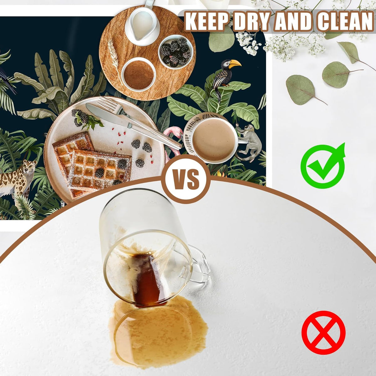 Jungle Animals Coffee Mat Tropical Dish Drying Mat for Kitchen Counter Absorbent Hide Stain Rubber Backed Coffee Bar Accessories Fit Under Espresso Machine Cafe Table, 15.7 x 23.6 Inch