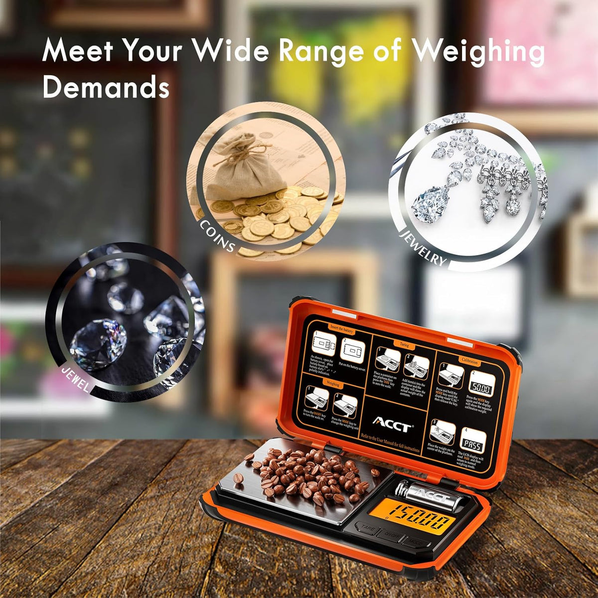 Precision Pocket Scale, 200gx0.01g Jewelry gram Scale, Digital Food Scale with LCD Display, one-Click Conversion 6 Units, mini Scale for Kitchen/Powder/Coffee/Coins(Battery Included)
