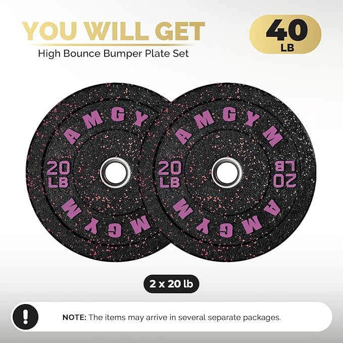 2 Inch Bumper Plates,10-500lbs,Barbell Rubber Olympic Weight Plates Set for Home Gym, Strength Training & Weight Lifting, Multiple Options Colors