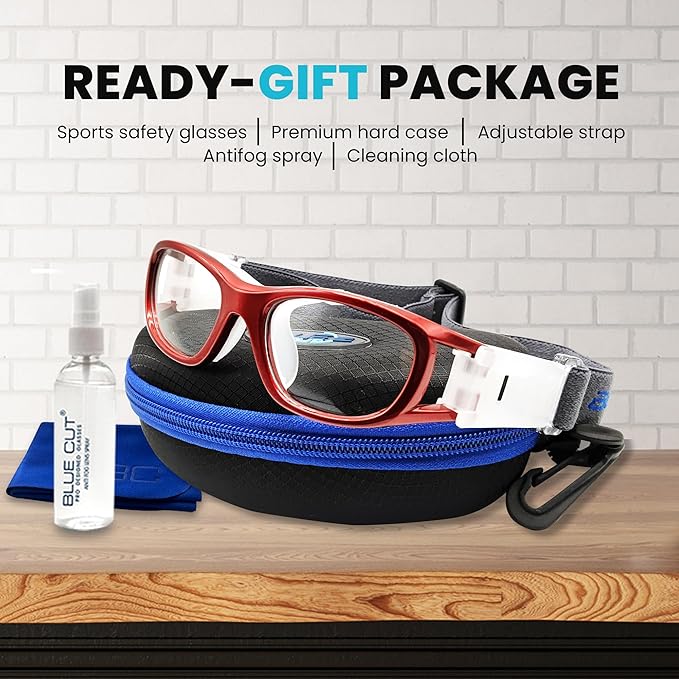 BLUE CUT Safety Basketball Goggles For Kids for Outdoor Sports Activities Anti Fog Replaceable to Prescription Lenses