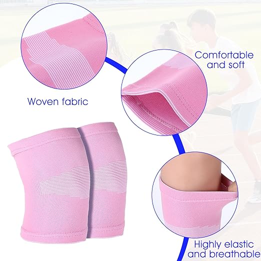 2 Pairs Kids Knee Sleeve, Knee Brace, Youth Knee Compression Sleeve Child Knee Pads Children Knee Support Boys & Girls for Volleyball Basketball Gymnastics Sports(Pink,Black)