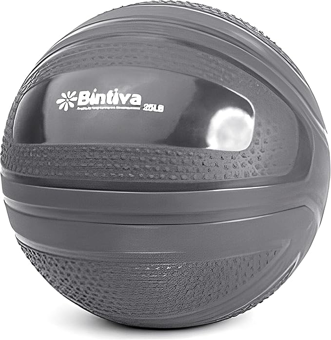 bintiva Non Bounce Slam Ball - Exercise Weighted Deadball for Workout and Fitness Routines - Medicine Dead Weight Ball