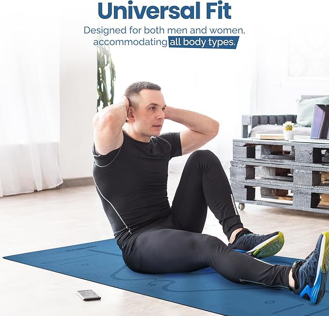 Robust Non-Slip Yoga Mat with Strap, 1/4" Thick TPE Eco-Friendly Workout Mat for Yoga with Position Lines and Texture Surface, Gym Mat for Women, Men, Pilates and Exercises Anti-Tear Sweat-Proof Exercise Mat