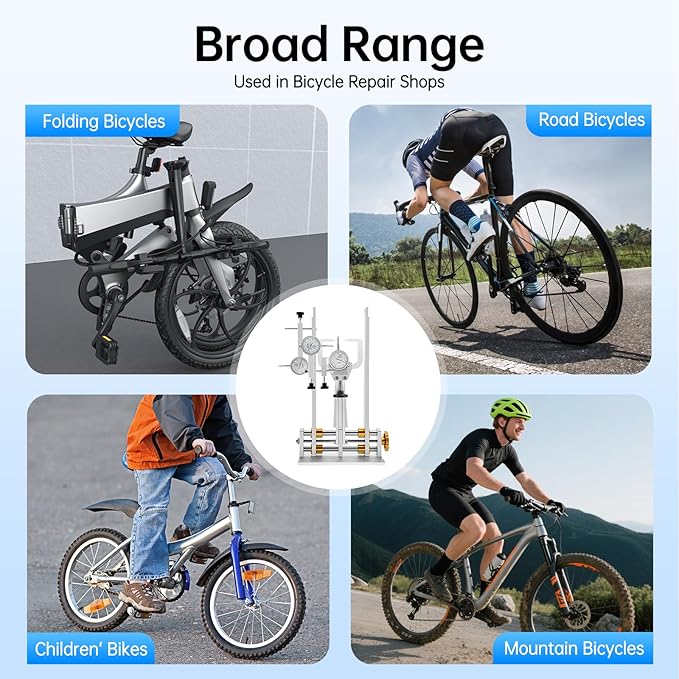 Bicycle Wheel Truing Stand, Professional Bike Repair Truing Bearing Stand with 3 Gauges Removable Bicycle Wheel Maintenance Tool Kit for 10" - 29" Wheels Rim Truing MTB Road