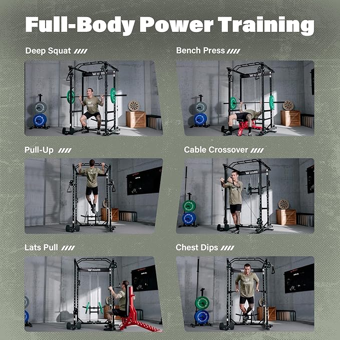 MAJOR FITNESS Drone1 Power Cage - Multi-Function Power Rack for Home Gym, Squat Rack, Cable Crossover System, for Strength Training, Heavy-Duty Steel Construction