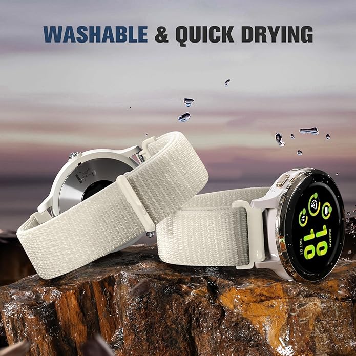 18mm 20mm 22mm Hook and Loop Watch Band Compatible with Garmin Vivoactive 5/ Vivoactive 6/ Vivoactive 3, Soft Nylon Breathable Sport Strap for Venu 2S/ Venu3S/ Forerunner 265s,Venu 3/ Venu 2 Men Women