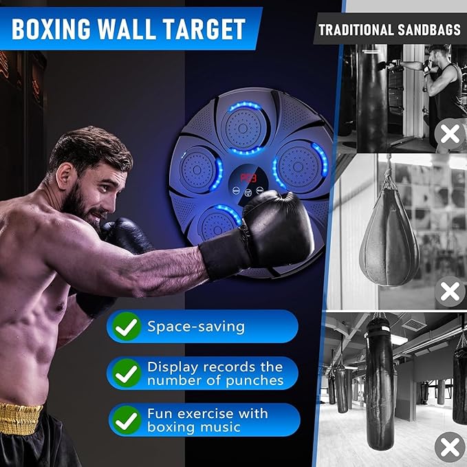 2025 Music Boxing Machine for Adults, 9 Modes & 9 Speeds Sounding Punch Boxing Machine Home Gym Training Equipment, Sound Punching Machine Durable Design, Real Experience Includes Gloves & Towel