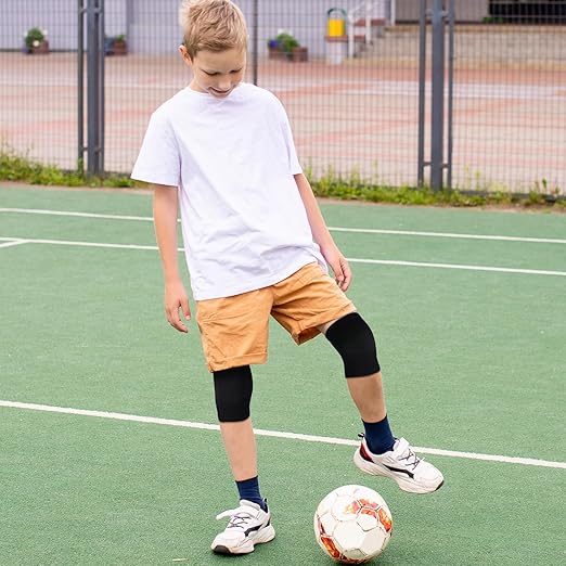 2 Pairs Kids Knee Sleeve, Knee Brace, Youth Knee Compression Sleeve Child Knee Pads Children Knee Support Boys & Girls for Volleyball Basketball Gymnastics Sports(Blue,Black)