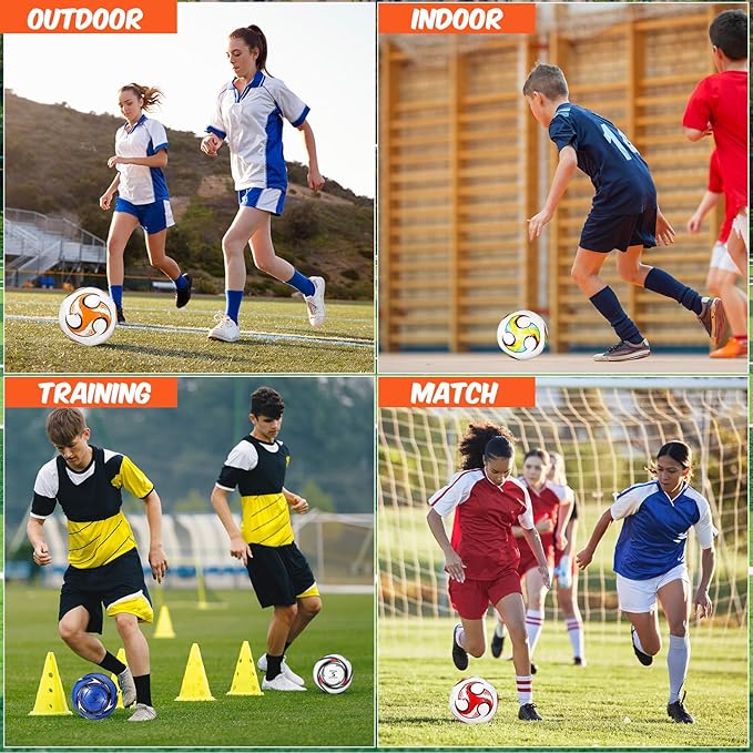 12 Pcs Soccer Balls Bulk Size 4 Soccer Balls with Pump Soft Football Outdoor Indoor for Sport Training Practice Game Gift for Youth Teen Adult