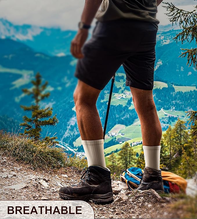 BULLIANT Compression Socks for Men 6Pairs, Athletic Crew Socks Cushioned For Men Sports Running-Arch Support