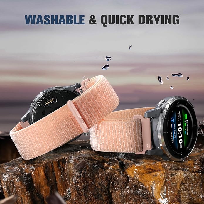 18mm 20mm 22mm Hook and Loop Watch Band Compatible with Garmin Vivoactive 5/ Vivoactive 6/ Vivoactive 3, Soft Nylon Breathable Sport Strap for Venu 2S/ Venu3S/ Forerunner 265s,Venu 3/ Venu 2 Men Women