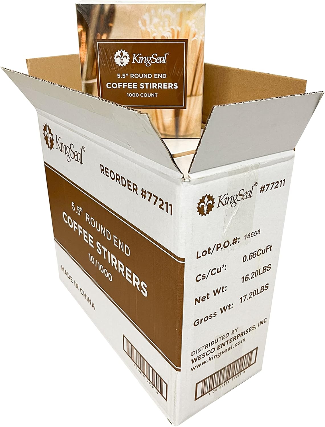 200 Count | KingSeal Natural Birch Wood Coffee Beverage Stirrers, Stir Sticks, Waxing Sticks, 5.5 Inches, Round End, Eco Friendly - 2 Boxes x 1000