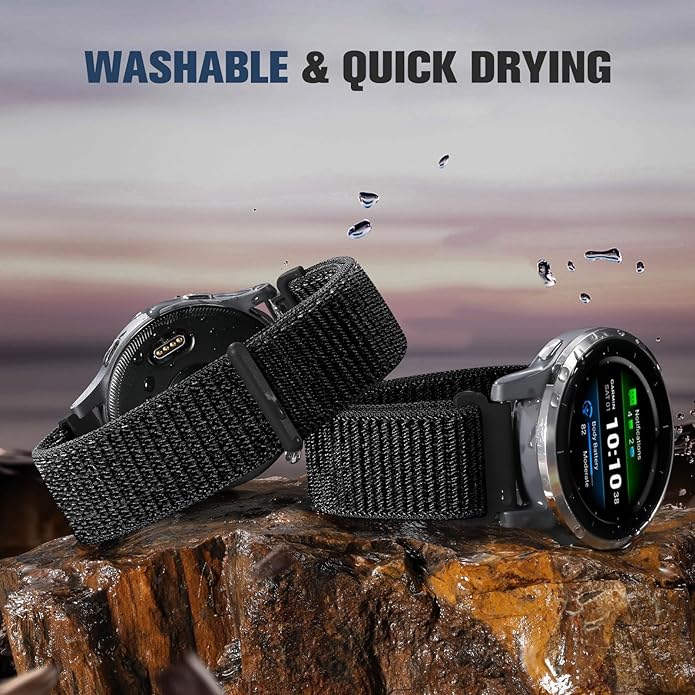 18mm 20mm 22mm Hook and Loop Watch Band Compatible with Garmin Vivoactive 5/ Vivoactive 6/ Vivoactive 3, Soft Nylon Breathable Sport Strap for Venu 2S/ Venu3S/ Forerunner 265s,Venu 3/ Venu 2 Men Women
