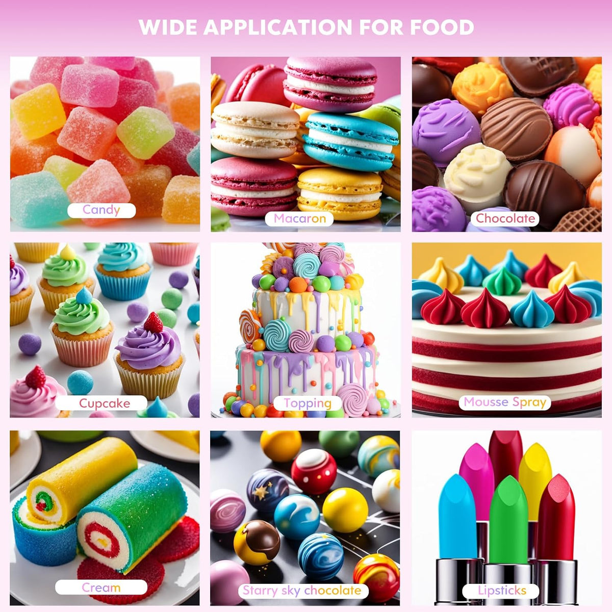 Oil Based Food Coloring Powder for Chocolate 5 Colors Powdered Edible Food Dye for Sugar Candy Melts Oil Frosting Icing Dye for Backing Cookies Fondant Food Color for Cake Decorating - 10g/ Bottles