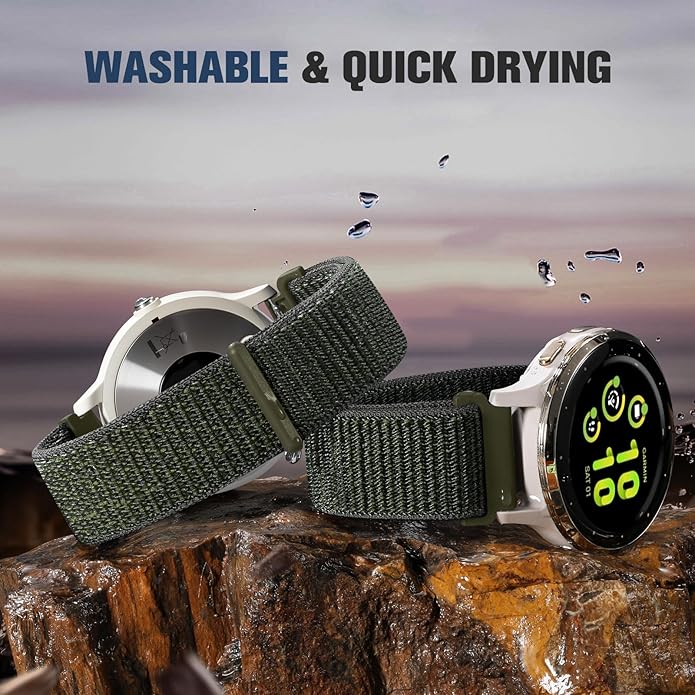18mm 20mm 22mm Hook and Loop Watch Band Compatible with Garmin Vivoactive 5/ Vivoactive 6/ Vivoactive 3, Soft Nylon Breathable Sport Strap for Venu 2S/ Venu3S/ Forerunner 265s,Venu 3/ Venu 2 Men Women
