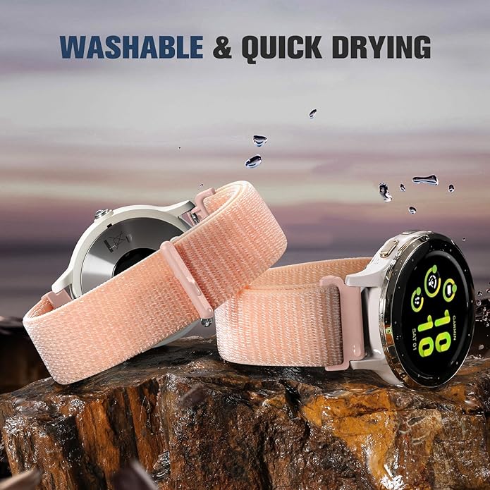 18mm 20mm 22mm Hook and Loop Watch Band Compatible with Garmin Vivoactive 5/ Vivoactive 6/ Vivoactive 3, Soft Nylon Breathable Sport Strap for Venu 2S/ Venu3S/ Forerunner 265s,Venu 3/ Venu 2 Men Women