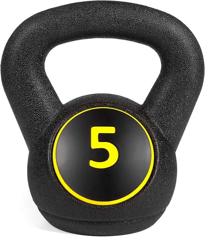 Best Choice Products 3-Piece Kettlebell Set with Storage Rack, HDPE Coated Exercise Fitness Concrete Weights for Home Gym, Strength Training, HIIT Workout 5lb, 10lb, 15lb
