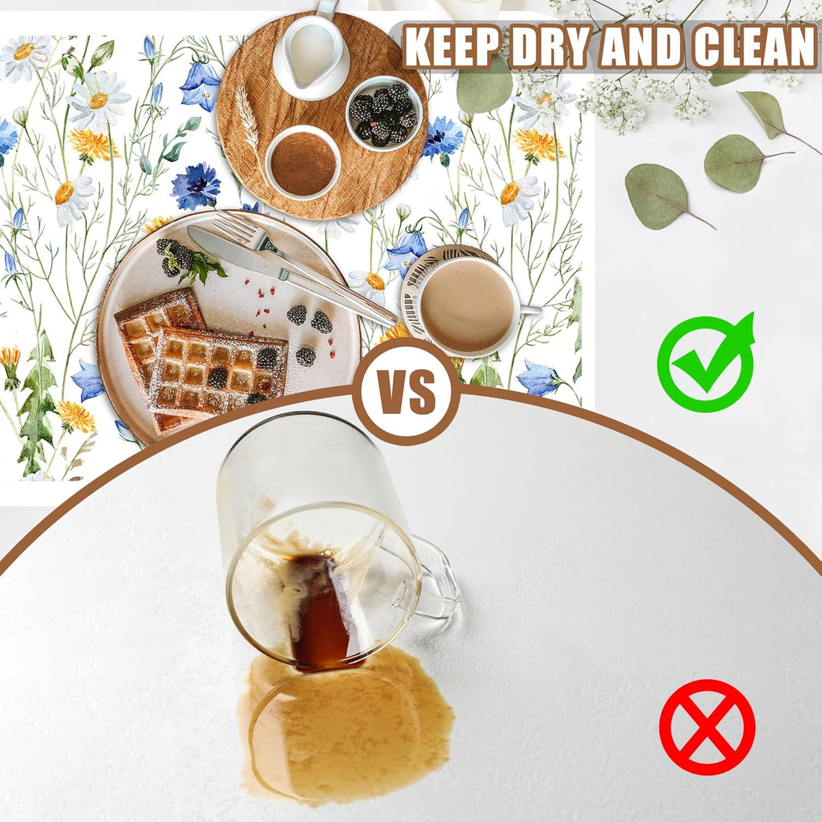 Watercolor Wildflower Dish Drying Mat for Kitchen Counter Coffee Mat Hide Stain Absorbent Rubber Backed Drying Rack Pad Espresso Machine Coffee Bar Accessories 15.7 x 23.6 Inch