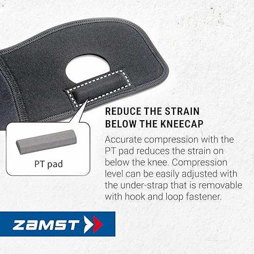 Zamst JK-1 Sports Knee Brace With Pressure Pad Relieving Pain On the Tendon For Osgood Schlatter Disease-for Volleyball, Basketball, Running, Tennis, Pickleball-Black, Small