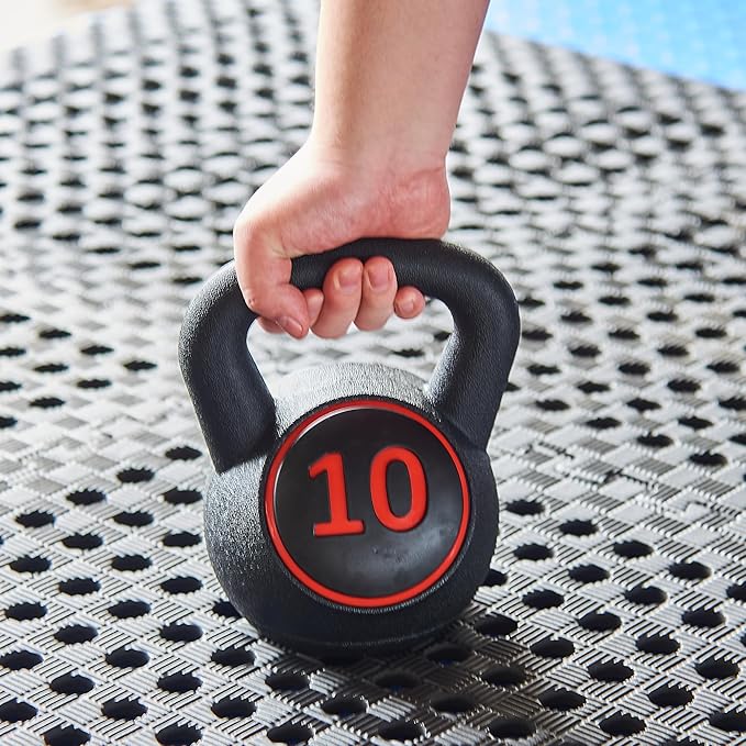 Wide Grip 3-Piece Kettlebell Exercise Fitness Weight Set, Include 5 lbs, 10 lbs, 15 lbs and 20 lbs, Set of 3 or Set of 4
