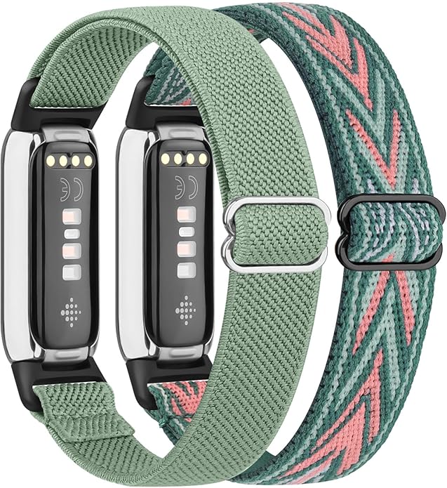 2 Pack Adjustable Elastic Bands for Fitbit Luxe Bands, Soft Stretchy Nylon Loop Strap Replacement Wristband for Fitbit Luxe/Luxe Special Edition Fitness Tracker Women Men