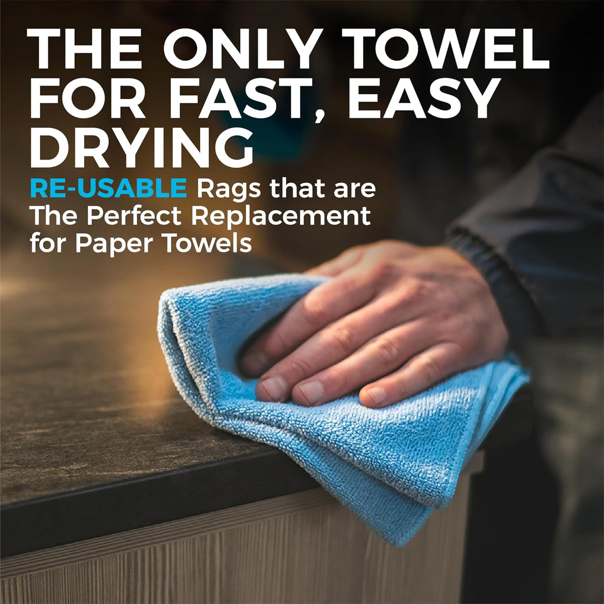 The Rag Company - All-Purpose Microfiber Terry Cleaning Towels - Commercial Grade, Highly Absorbent, Lint-Free, Streak-Free, Kitchens, Bathrooms, Offices, 300gsm, 12in x 12in, Green (12-Pack)