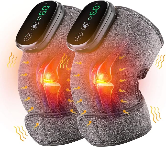 2PCS Cordless Knee Massager with Heat and Vibration, Knee Heating Pads, Heated Knee Braces,Heating Pad for Knee Elbow Shoulder Relax