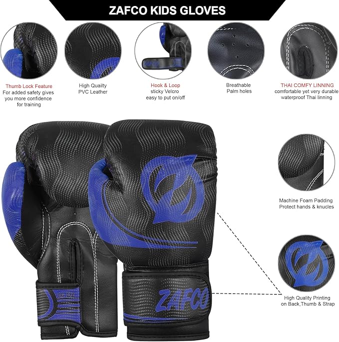 Zafco Kids Boxing Gloves for Kids Junior Muay Thai Kick Boxing Training MMA Punching Bag Children Youth