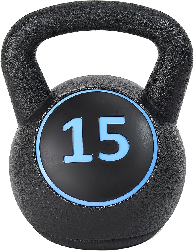 Wide Grip 3-Piece Kettlebell Exercise Fitness Weight Set, Include 5 lbs, 10 lbs, 15 lbs and 20 lbs, Set of 3 or Set of 4