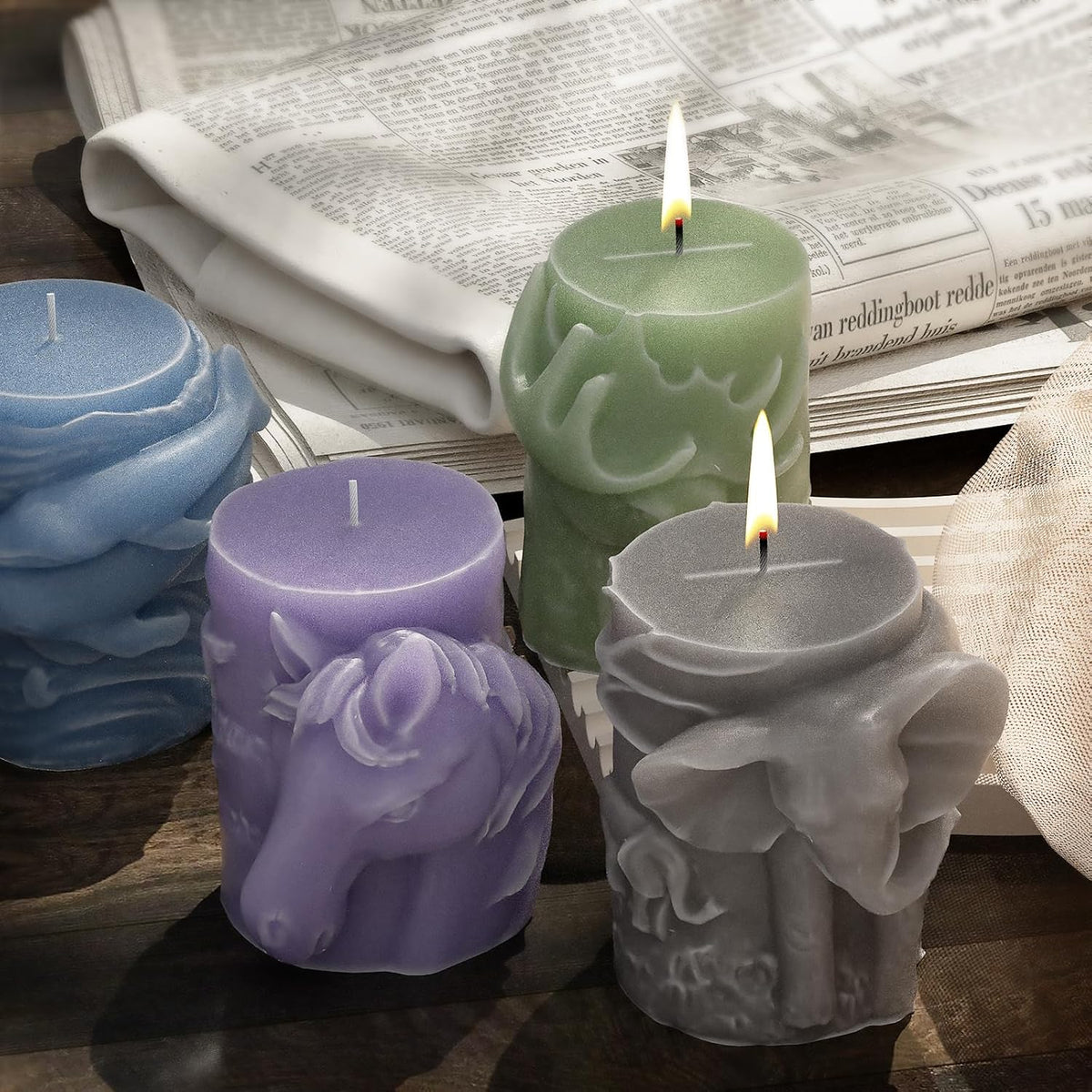 Deer Cylinder Animal Resin Casting Silicone Mold for Home Decor & Candle Making Wave Spiral Mold