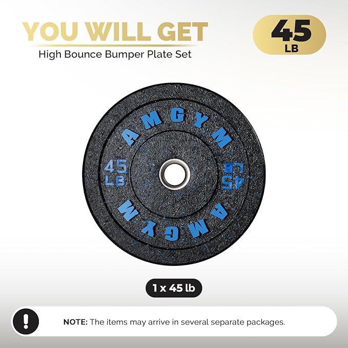 2 Inch Bumper Plates,10-500lbs,Barbell Rubber Olympic Weight Plates Set for Home Gym, Strength Training & Weight Lifting, Multiple Options Colors