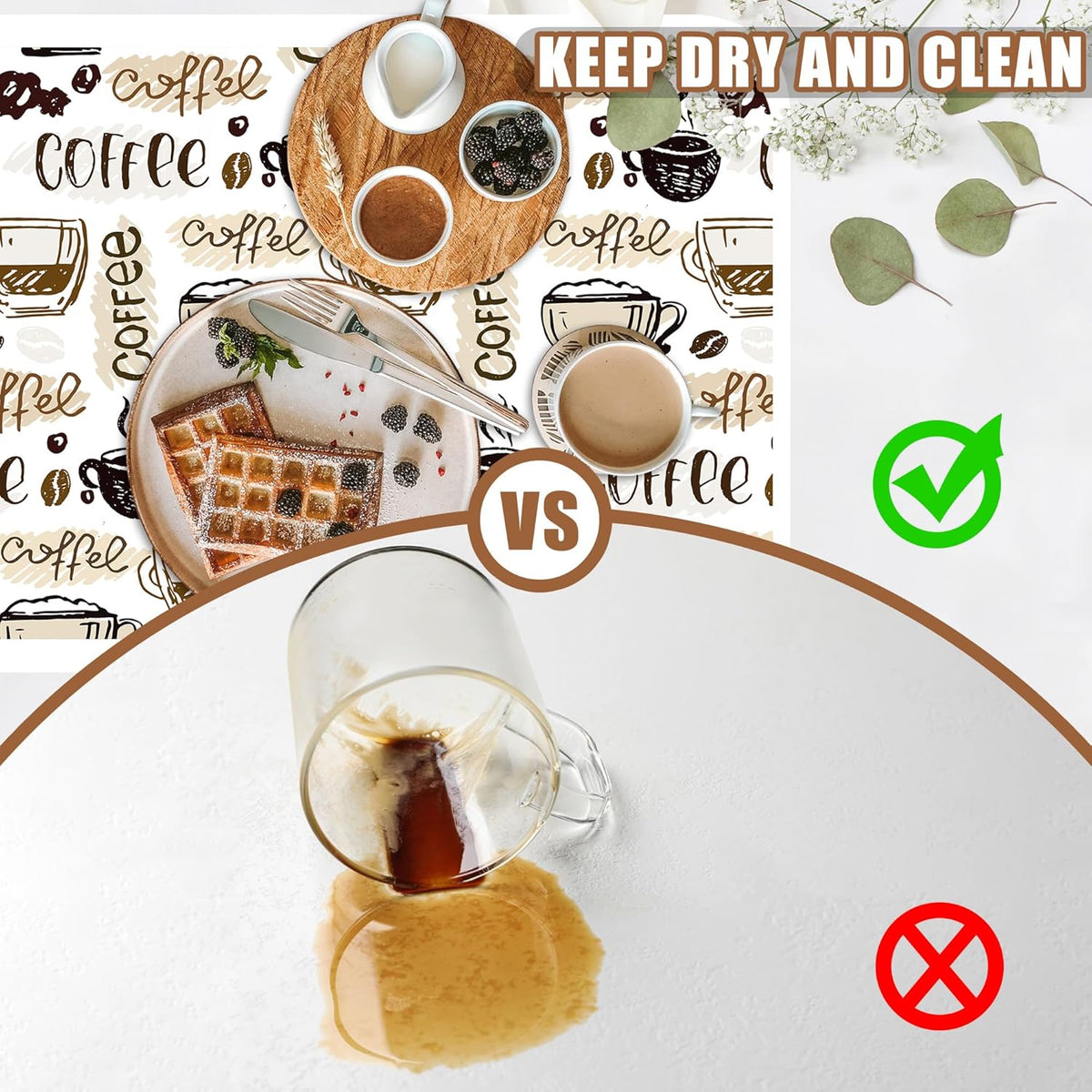 Coffee Cute Doodle Dish Drying Mat for Kitchen Counter Coffee Mat Hide Stain Absorbent Rubber Backed Drying Rack Pad Espresso Machine Cafe Table Accessories 15.7 x 23.6 Inch