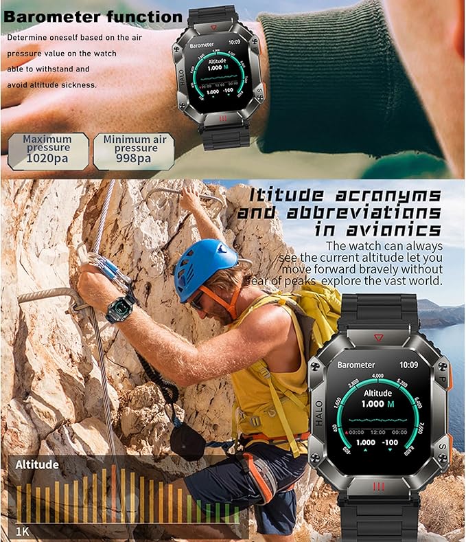 2024 New Military Smartwatch Men, Bluetooth Call 2.0" Large Screen Outdoor Activity Tracker Heart Rate Monitor Sport Fitness Watches Men Smart Watch for Android/iOS