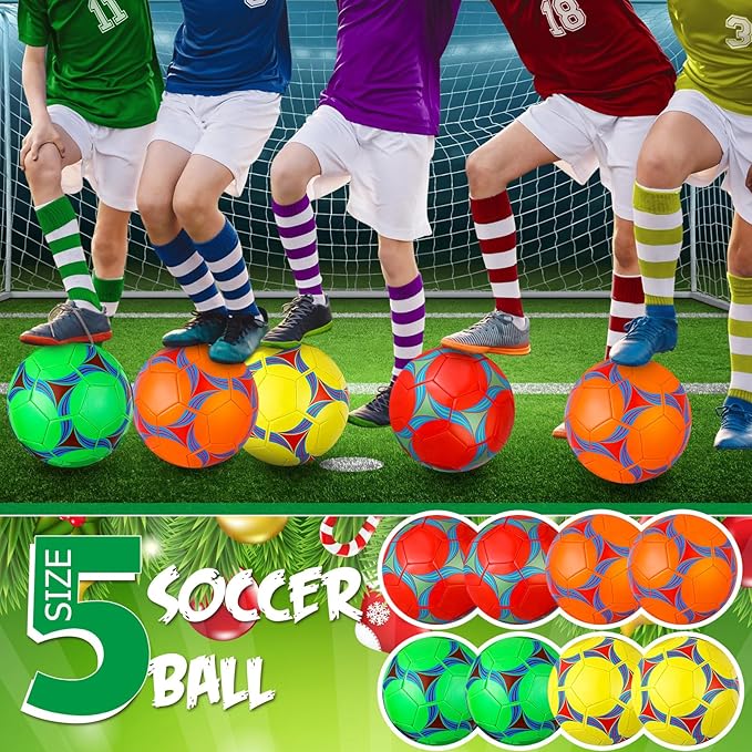 12 Sets Operation Christmas Deflated Soccer Ball Bulk with Pump Jump Rope, Bulk Soccer Balls 7.25 ft Adjustable Skipping Rope Outside Sport Balls