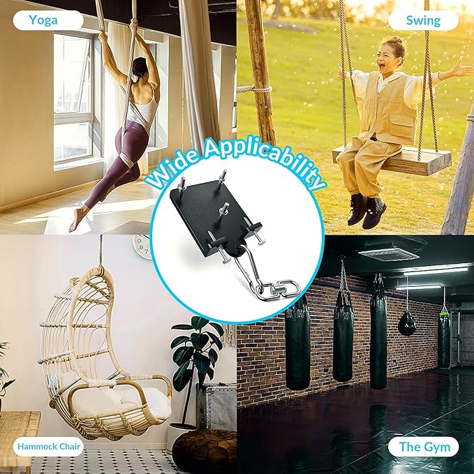 1200lb Heavy Punching Boxing Bag Hanger, 360° Beam Punching Bag Hanger, Rafter Heavy Bag Mount Hook, Punching Bag Mounting Bracket, Rotation Wall Ceiling Mount Bracket for Muay Thai,Yoga Swing,Hammock