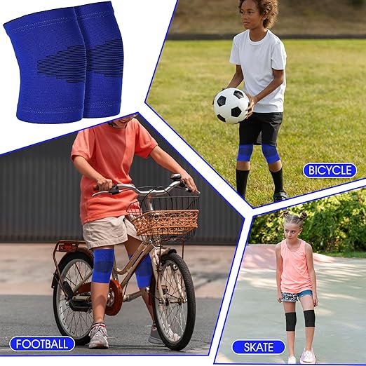 2 Pairs Kids Knee Sleeve, Knee Brace, Youth Knee Compression Sleeve Child Knee Pads Children Knee Support Boys & Girls for Volleyball Basketball Gymnastics Sports(Blue,Black)