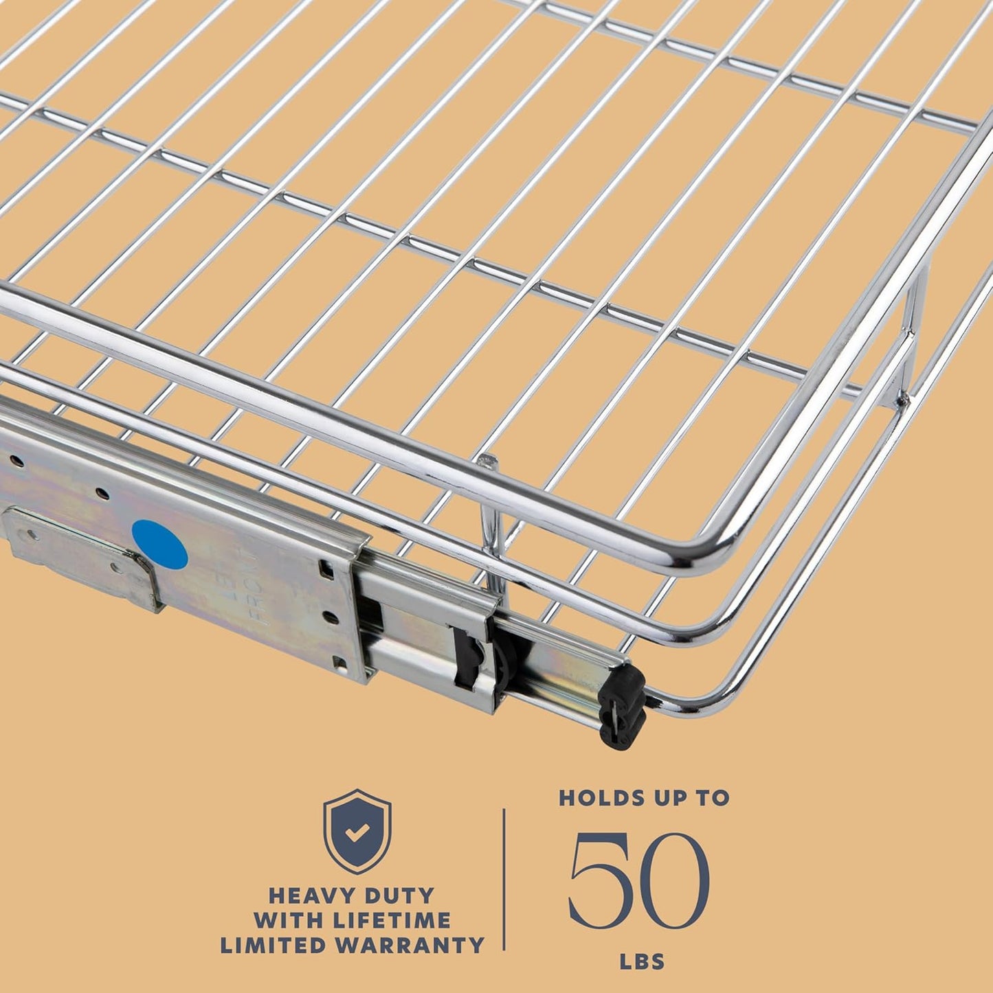 HOLDN’ STORAGE Pull Out Cabinet Organizer - Heavy Duty Steel with Smooth Slide-Out Drawers, Chrome Finish - 20" W x 17" D Basket, Fits 21.25" Cabinet Opening