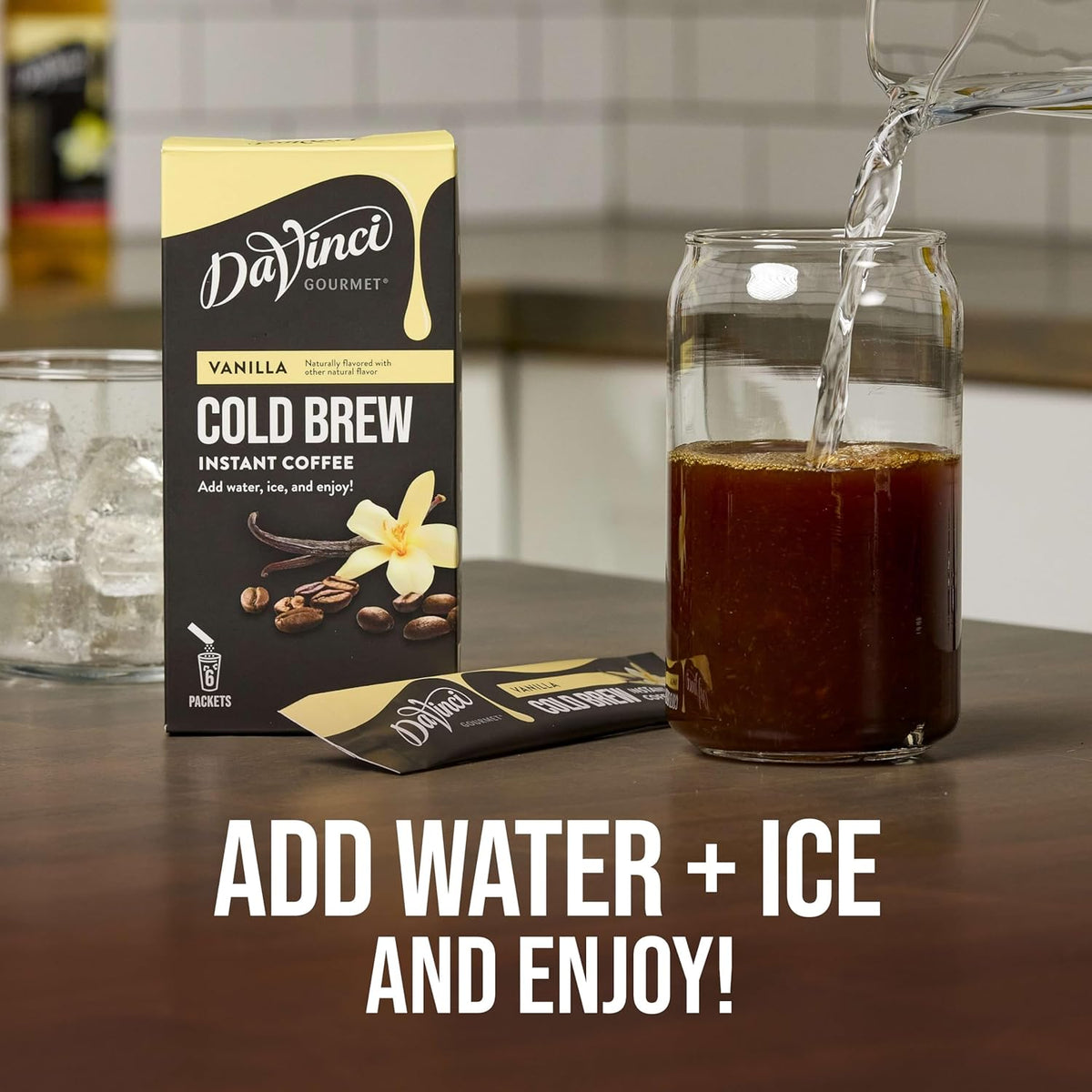 DaVinci Gourmet Slightly Sweet Cold Brew Stick Pack, Instant Coffee Powder, 6 Count (Pack of 1)