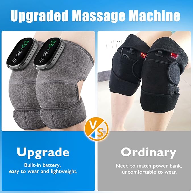 2PCS Cordless Knee Massager with Heat and Vibration, Knee Heating Pads, Heated Knee Braces,Heating Pad for Knee Elbow Shoulder Relax