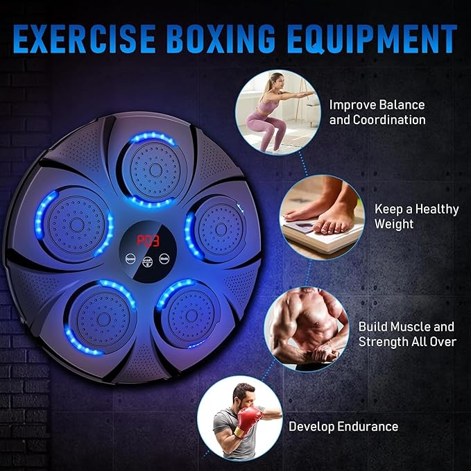 2025 Music Boxing Machine for Adults, 9 Modes & 9 Speeds Sounding Punch Boxing Machine Home Gym Training Equipment, Sound Punching Machine Durable Design, Real Experience Includes Gloves & Towel
