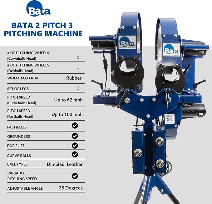 BATA Baseball Wheel Pitching Machine, Youth and Adult Automatic Pitch Machine for Baseballs, Practice Training Equipment